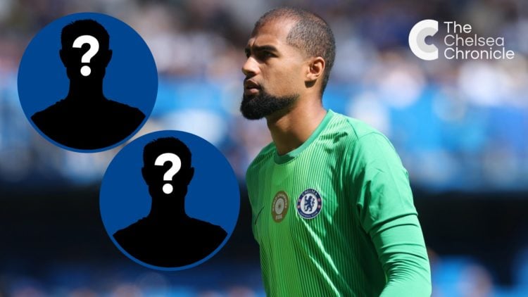 Chelsea goalkeeper Robert Sanchez during the pre-season friendly against AC Milan, inset mystery player x2
