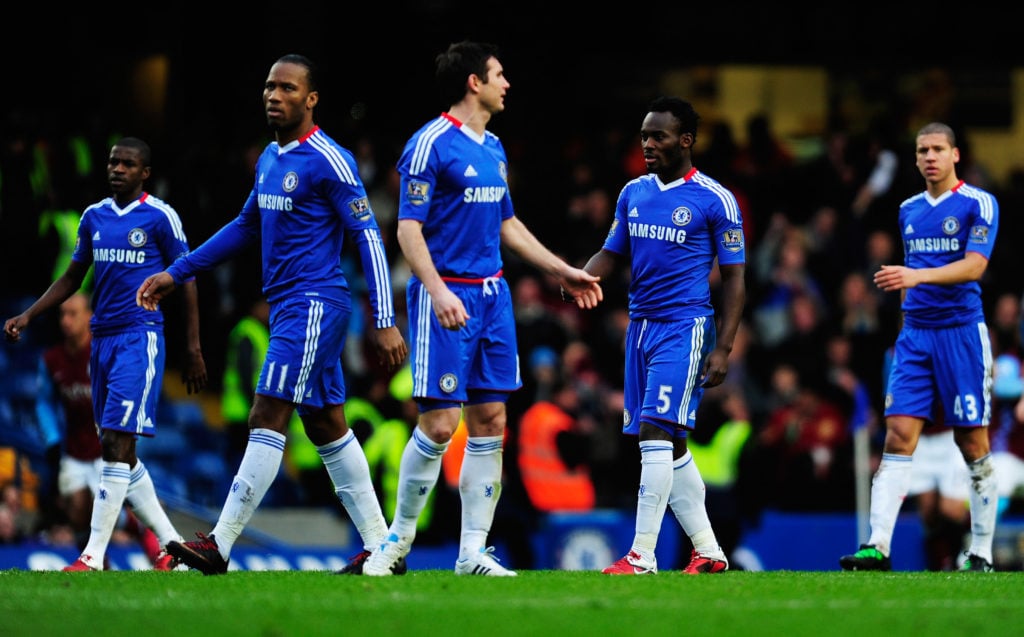 Chelsea players during match against Aston Villa