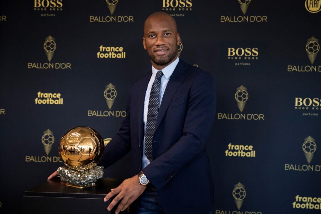 Didier Drogba posing at the Ballon d'Or ceremony