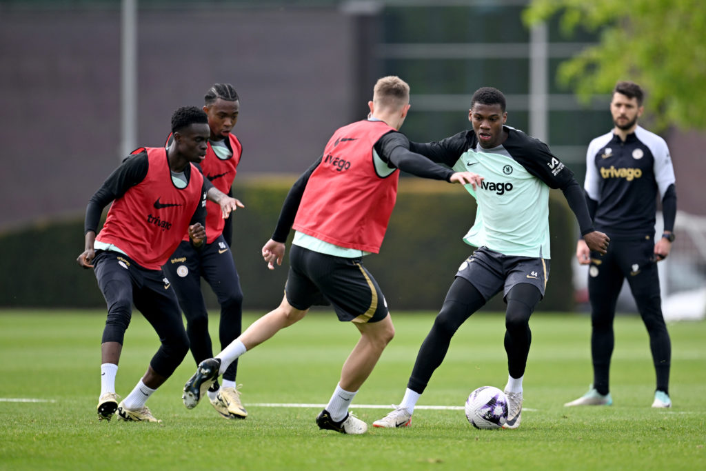 Dujuan Richards in a Chelsea training session at Cobham.