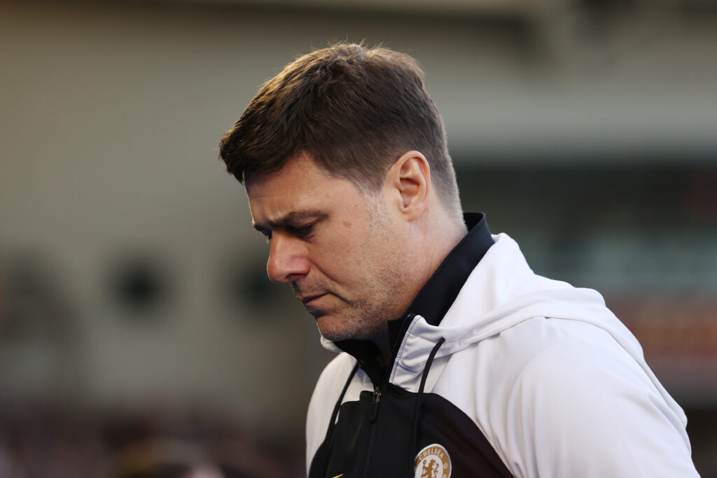 Mauricio Pochettino looks on during Brighton vs Chelsea