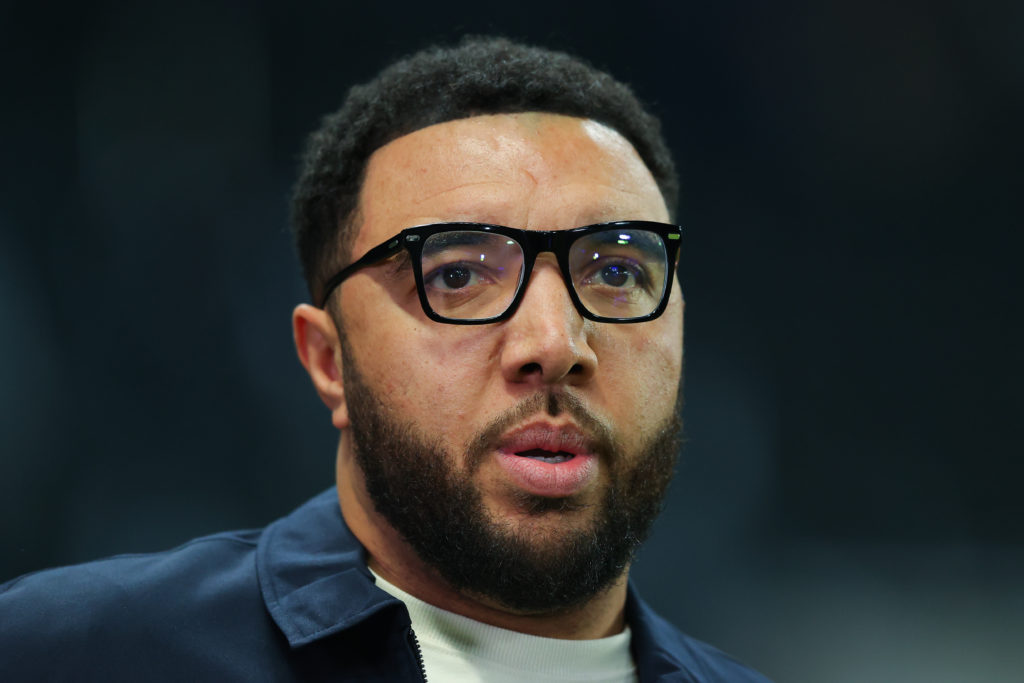 Troy Deeney working as a pundit for a Carabao Cup match.