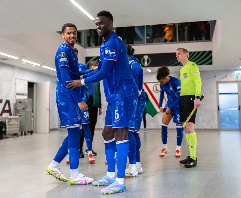 Chelsea defender Benoit Badiashile with teammate Levi Colwill