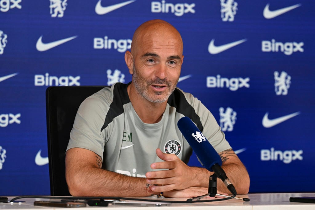 Chelsea head coach Enzo Maresca speaks to the media during a press conference.