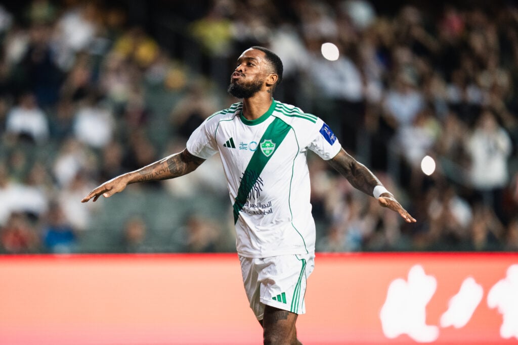 Ivan Toney celebrates scoring for Al-Ahli against Al-Qadsiah in a Saudi Super Cup semi-final.