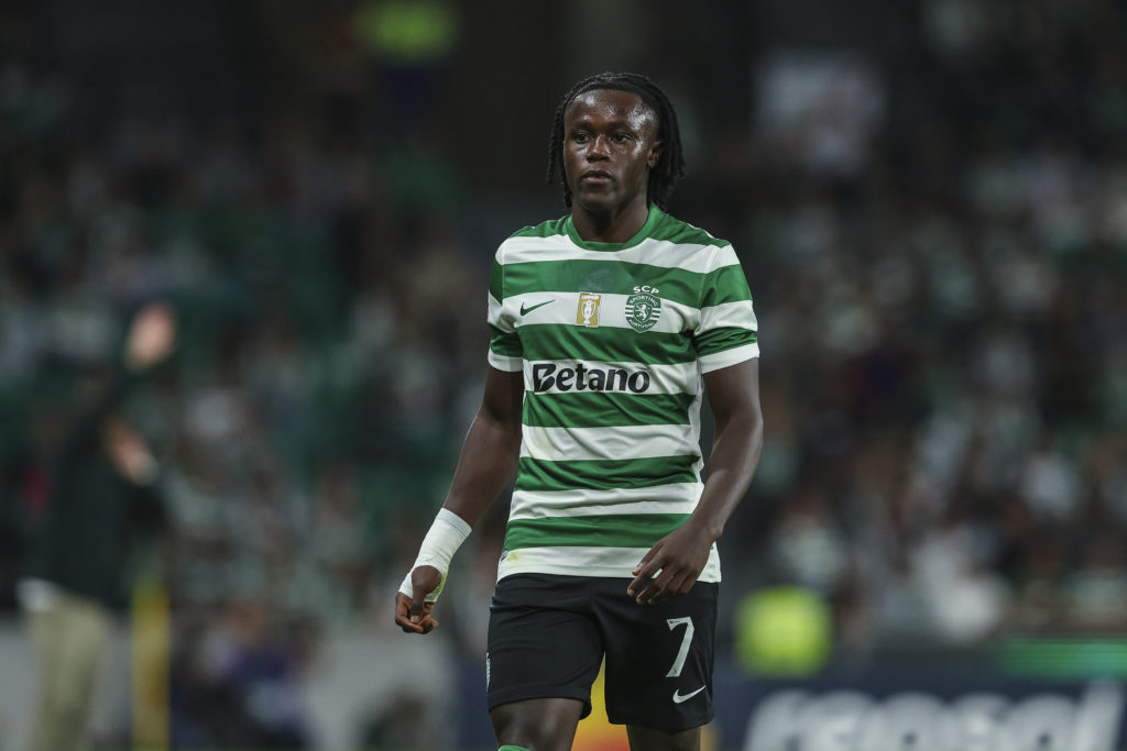 Geovany Quenda looks on during Sporting CP v Moreirense FC - Primeira Liga