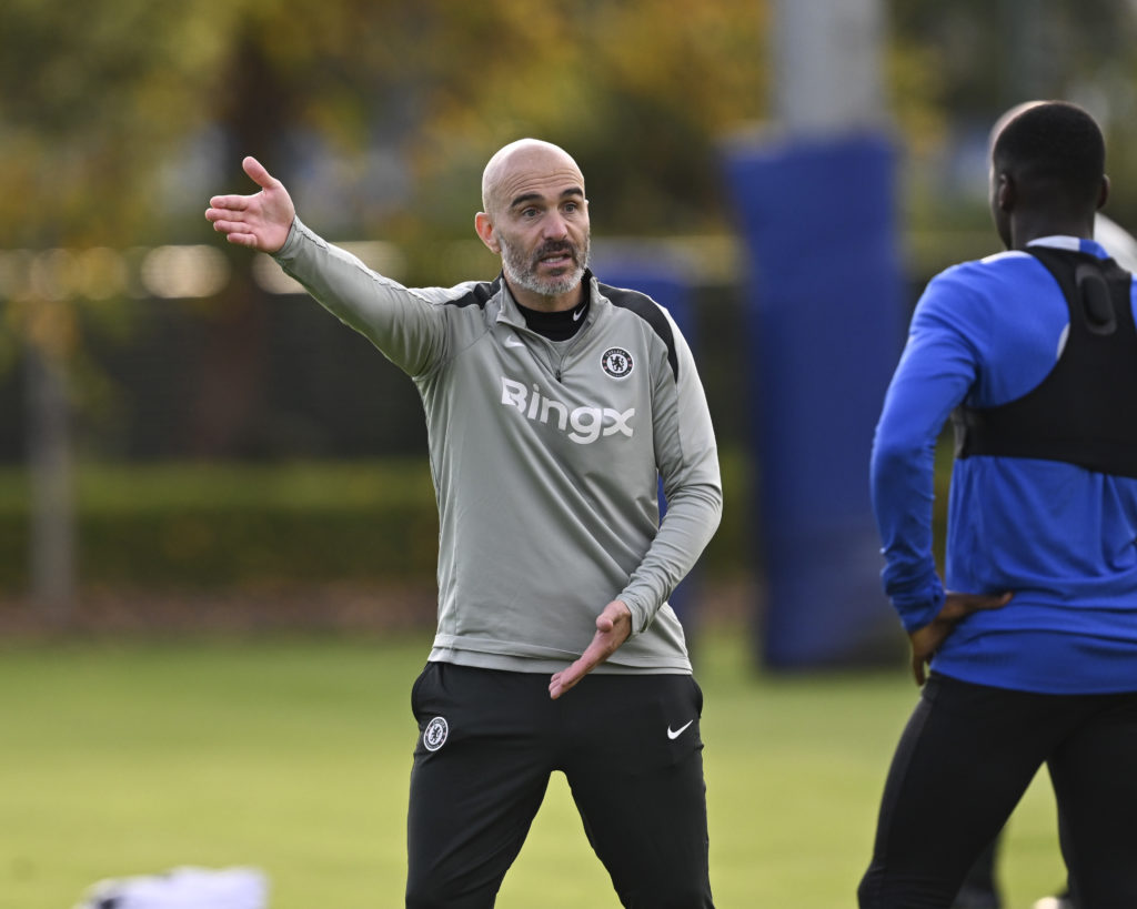 Enzo Maresca issues instructions during Chelsea FC Training Session And Press Conference - UEFA Champions League 2025/26 League Phase MD2