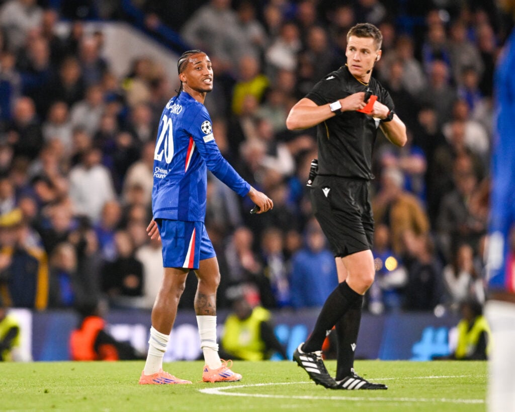 Referee sends off Chelsea striker Joao Pedro