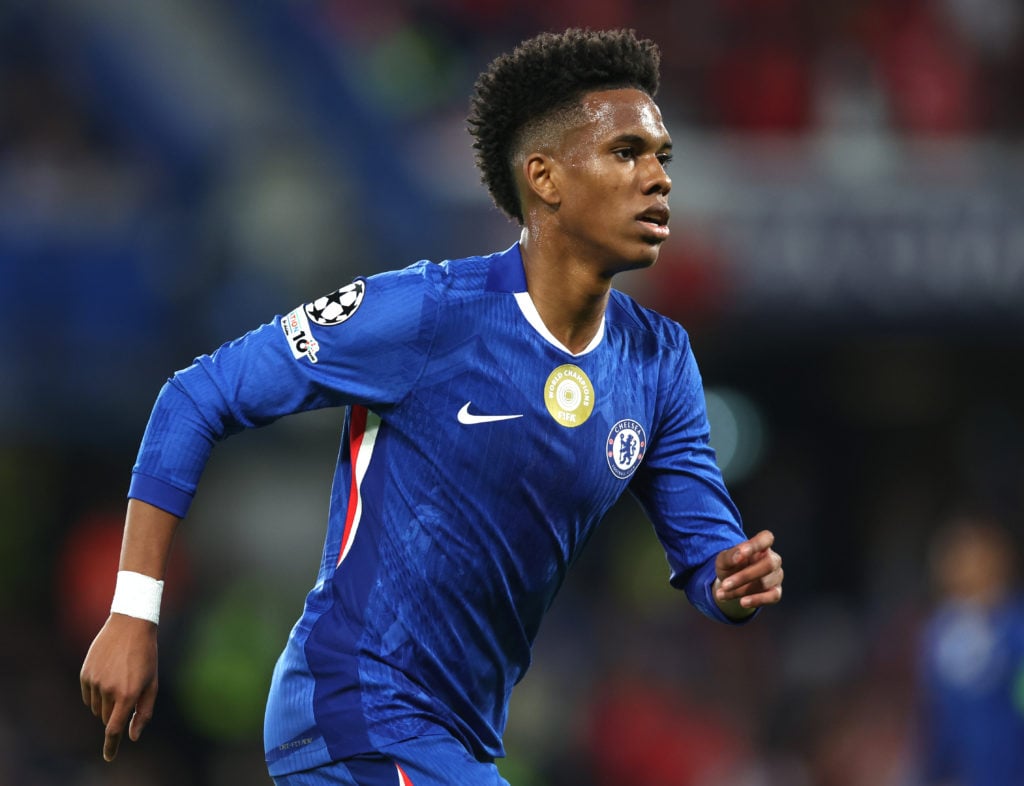 Estevao Willian playing for Chelsea against Benfica in the Champions League.