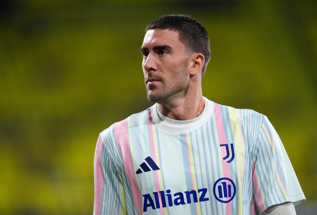 Juventus striker Dusan Vlahovic before Champions League game
