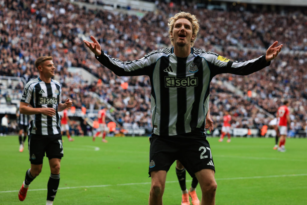 Nick Woltemade celebrates during Newcastle United v Nottingham Forest - Premier League