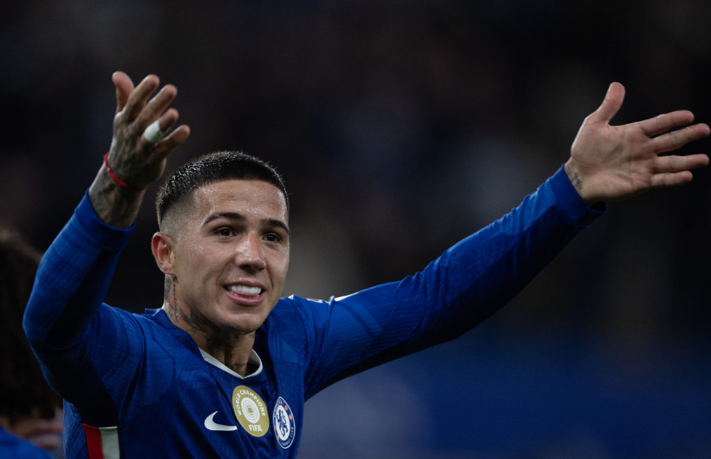 Enzo Fernandez celebrates during Chelsea v Liverpool - Premier League