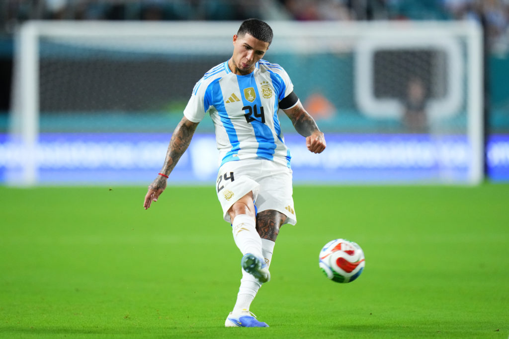 Argentina's Enzo Fernandez during an international friendly against Venezuela.