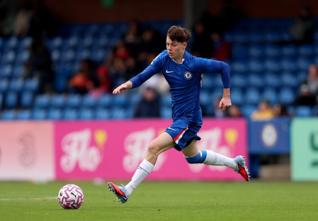 Reggie Walsh playing for Chelsea U21 against Dinamo Zagreb U21 in the Premier League International Cup.