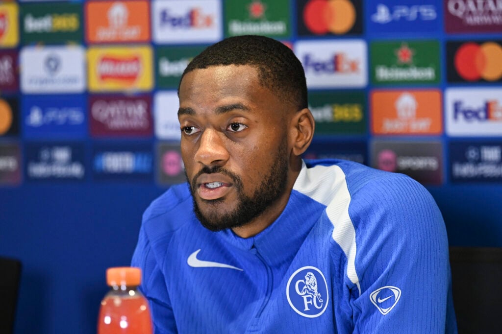 Chelsea's Tosin Adarabioyo speaking in a press conference before a Champions League match against Ajax.