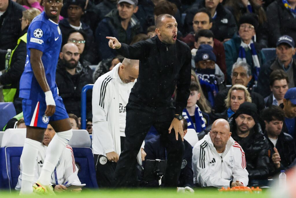 Ajax coach Johnny Heitinga during the UEFA Champions League match with Chelsea FC
