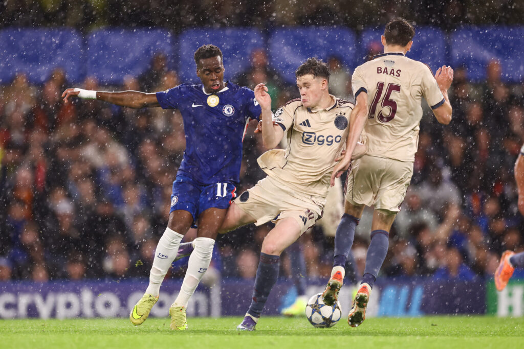 Chelsea winger Jamie Gittens during the Champions League match against Ajax.