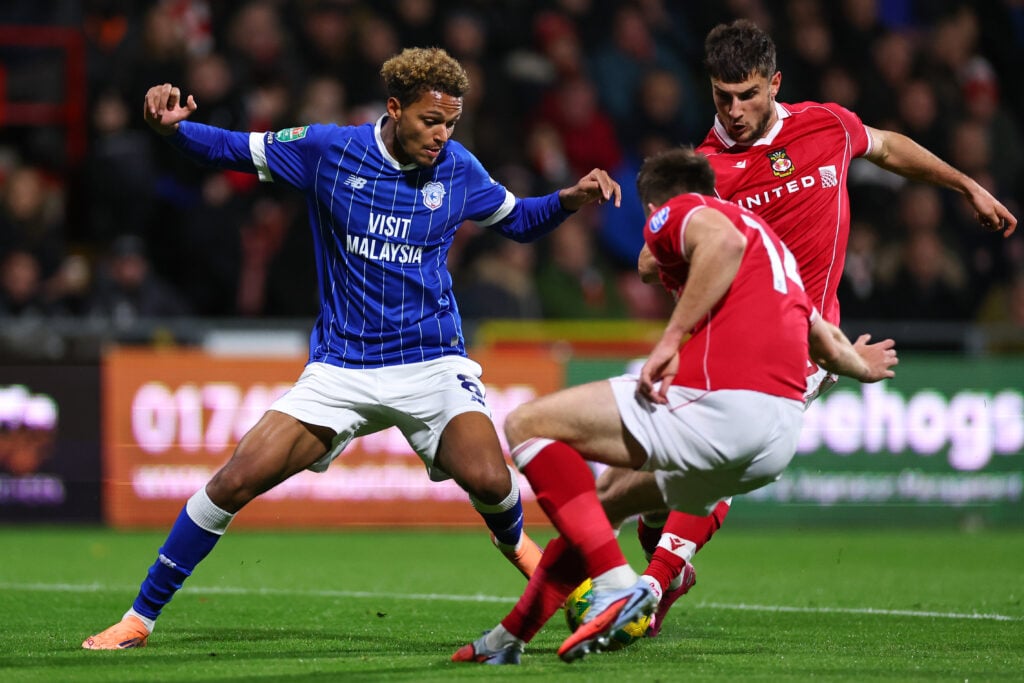 Cardiff City's Omari Kellyman dribbling against Wrexham in a Carabao Cup tie.