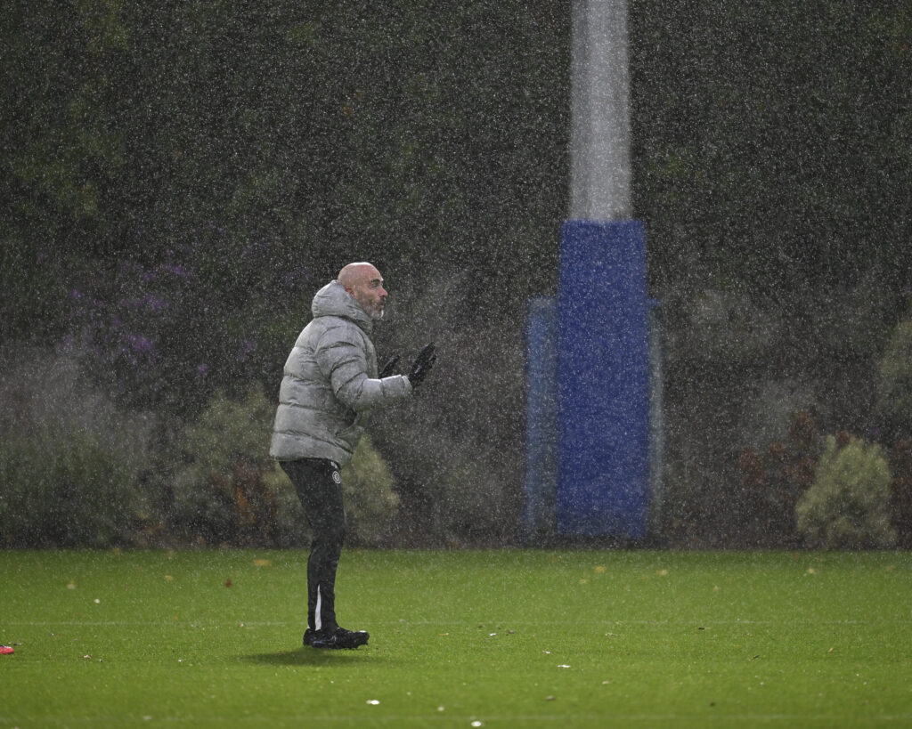 Enzo Maresca during a Chelsea training session at Cobham.