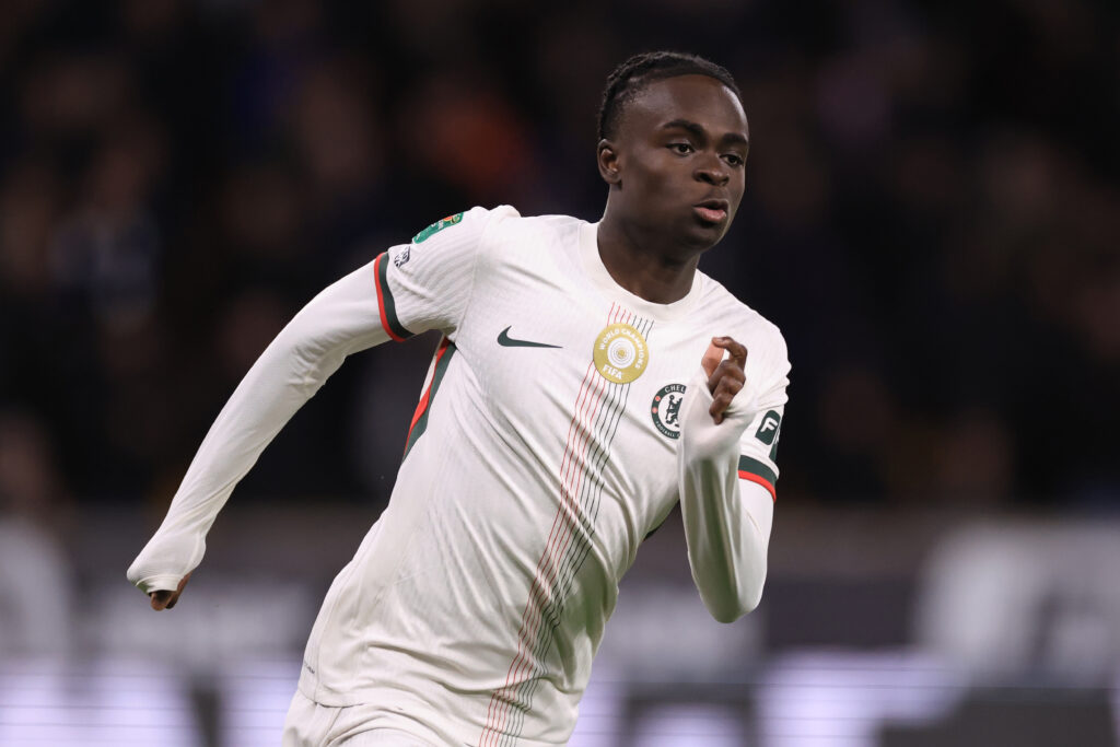 Tyrique George playing for Chelsea against Wolverhampton Wanderers in the Carabao Cup.