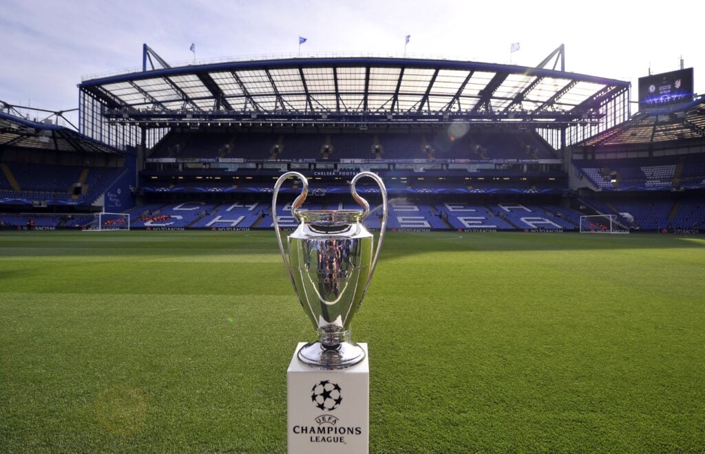 Champions League trophy at Stamford Bridge