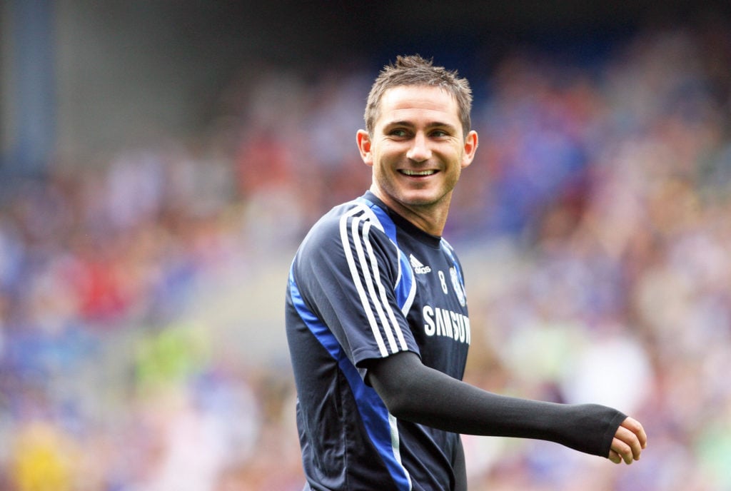 Frank Lampard in a training session for Chelsea at Stamford Bridge.