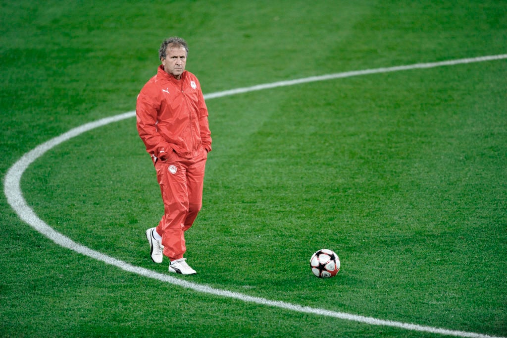 Olympiacos's coach Zico walks during a t