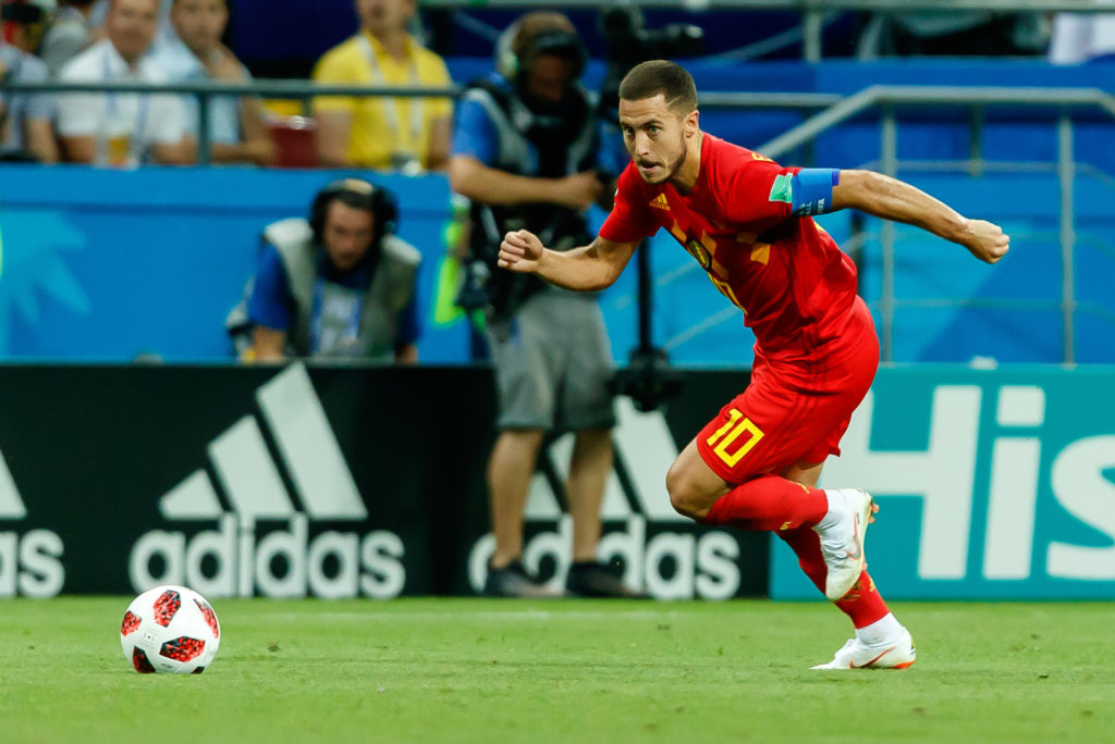 Belgium winger Eden Hazard running with the ball