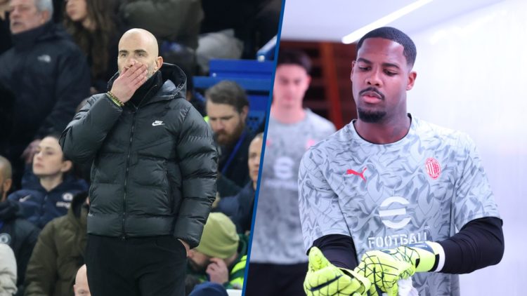 Split image - Enzo Maresca during Chelsea vs West Ham and Mike Maignan arrives before the Serie A match between AC Milan and Monza