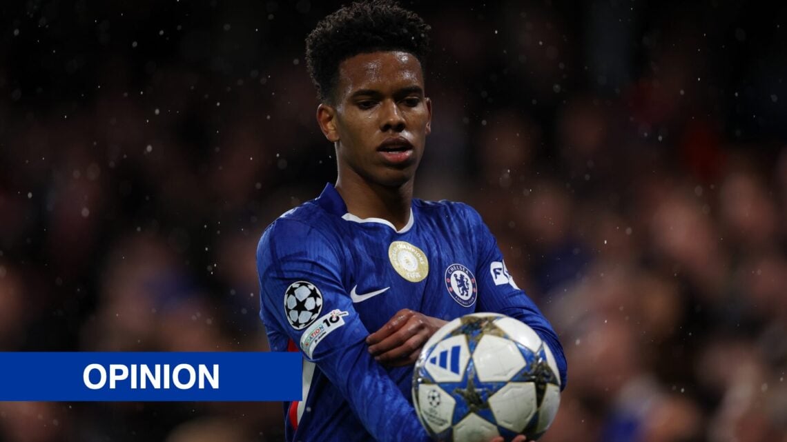 Chelsea winger Estevao Willian holding ball
