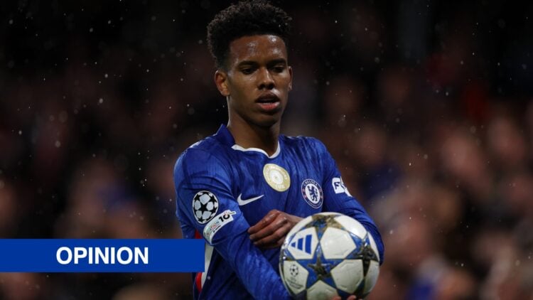 Chelsea winger Estevao Willian holding ball