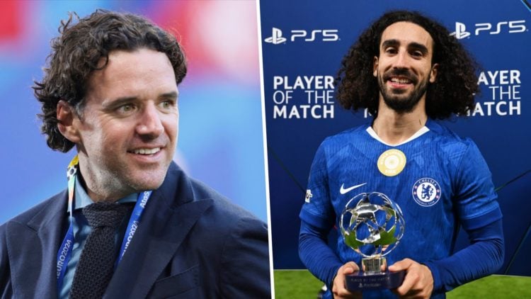 Picture one Owen Hargreaves working as a pundit at Euro 2024. Picture two Marc Cucurella named Player of the Match after Chelsea against Benfica in...