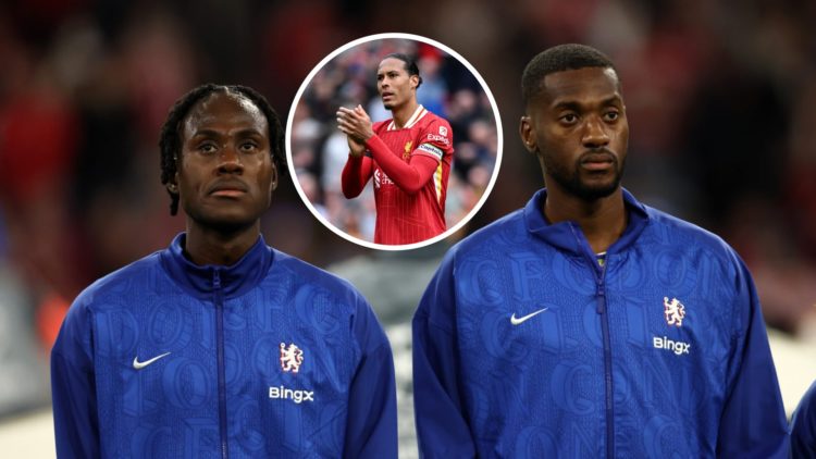 Trevoh Chalobah, Tosin Adarabioyo and Marc Cucurella before Bayern Munich against Chelsea in the Champions League. Inset, Virgil van Dijk celebrate...