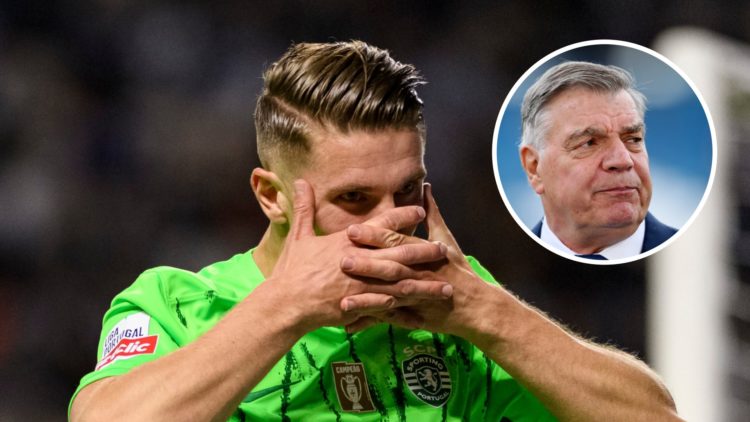 Viktor Gyokeres celebrates scoring for Sporting CP against Boavista FC. Inset, Sam Allardyce managing Leeds United against Tottenham in the Premier...