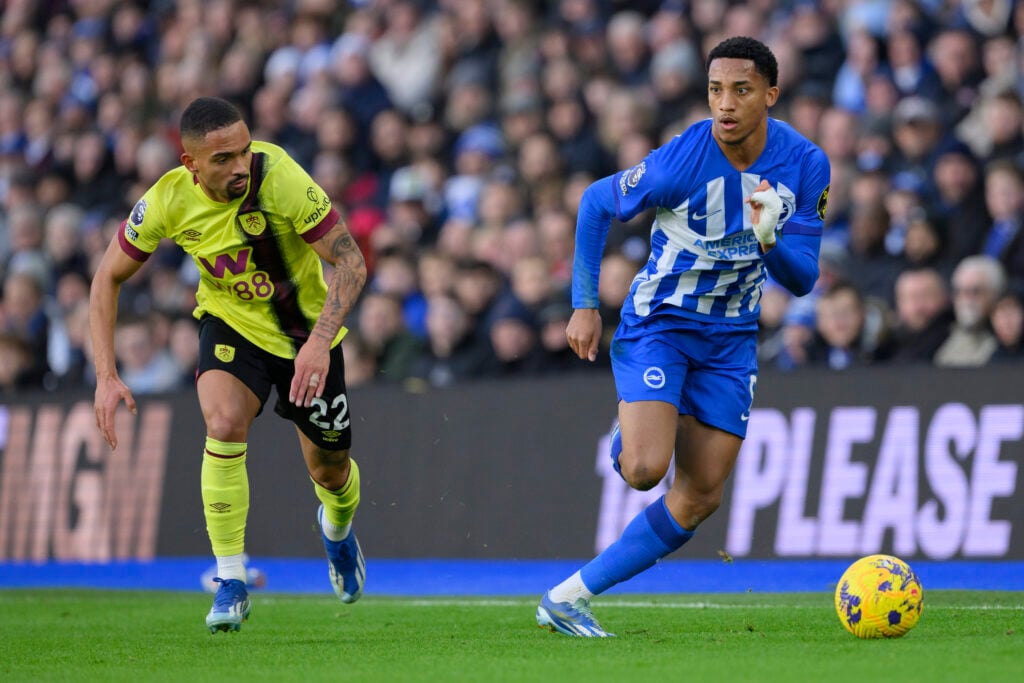 Brighton forward Joao Pedro running with the ball
