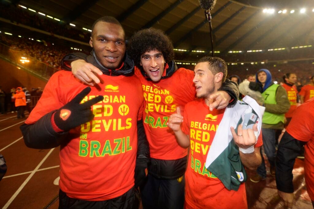 Belgium trio Eden Hazard, Marouane Fellaini and Christian Benteke