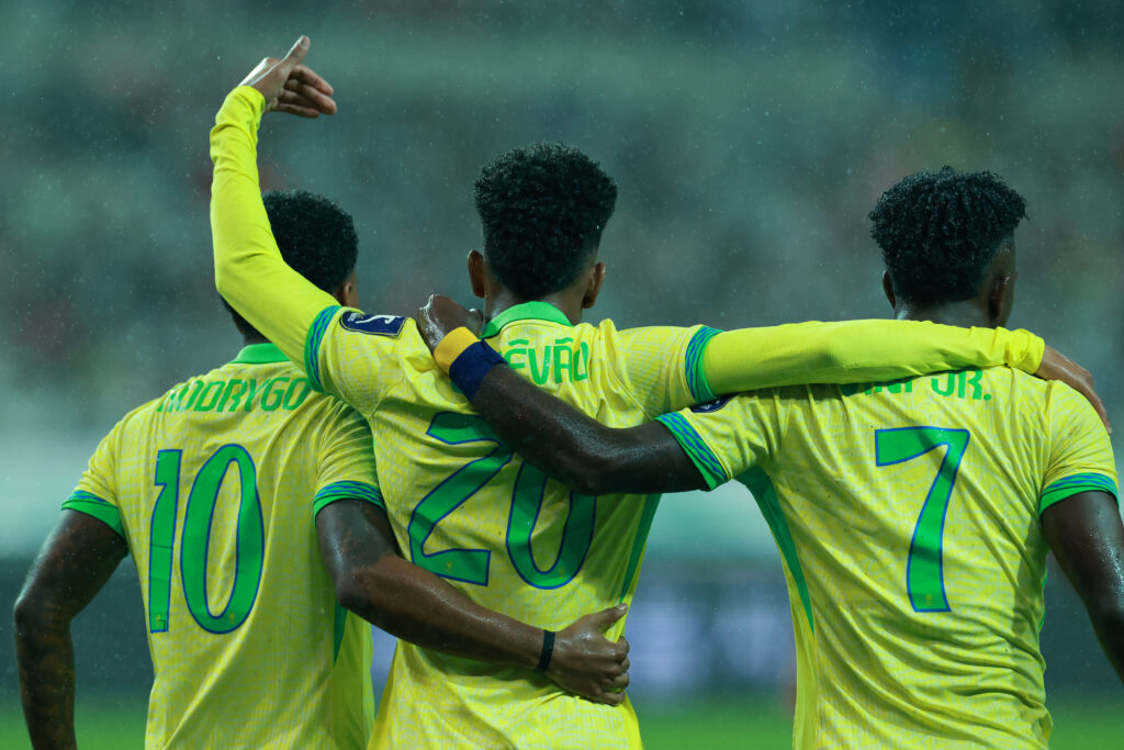 Rodrygo, Estevao and Vinicius Junior playing for Brazil