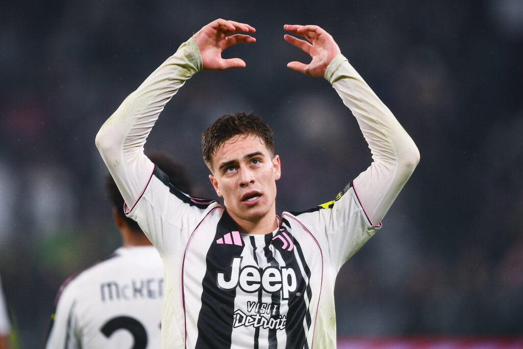 Kenan Yildiz celebrates during Juventus FC v Udinese Calcio - Serie A