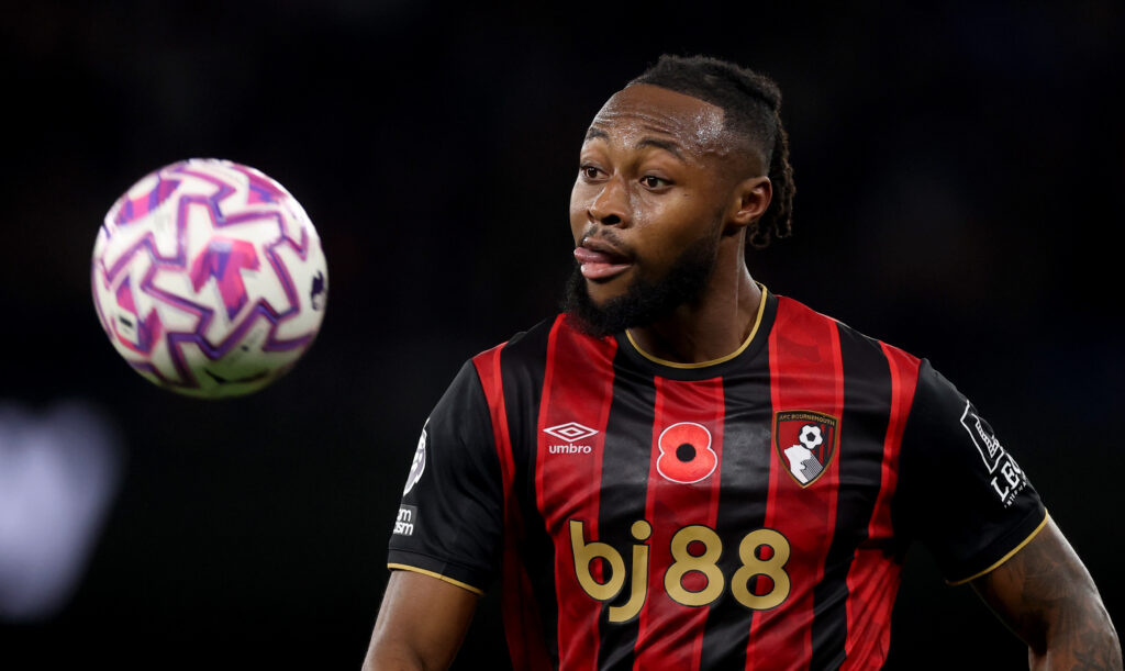 Bournemouth winger Antoine Semenyo eyeing the ball