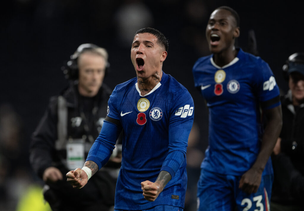 Enzo Fernandez and Trevoh Chalobah celebrate after Tottenham vs Chelsea
