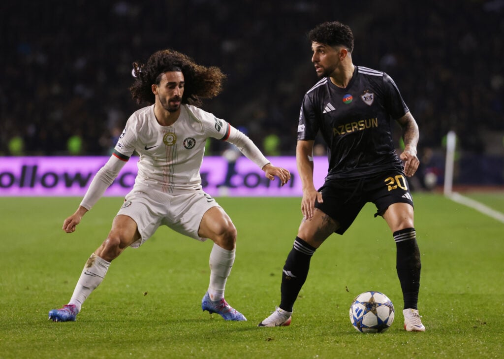 Marc Cucurella playing for Chelsea against Qarabag