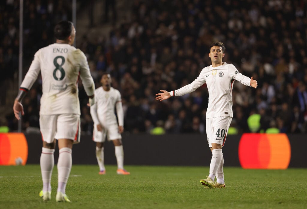 Facundo Buonanotte of Chelsea reacts during the UEFA Champions League match between Qarabag FK and Chelsea FC