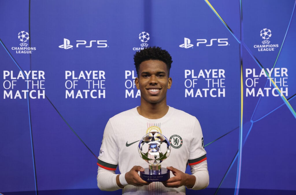 Chelsea winger Estevao Willian with Player of the Match award