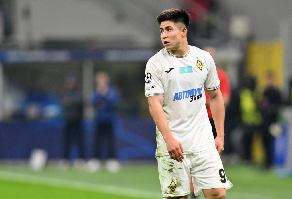 Dastan Satpaev of FC Kairat Almaty playing against Real Madrid