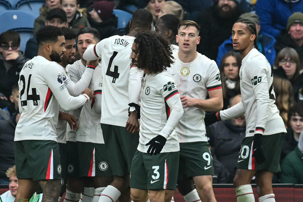 Chelsea players during Premier League match against Burnley