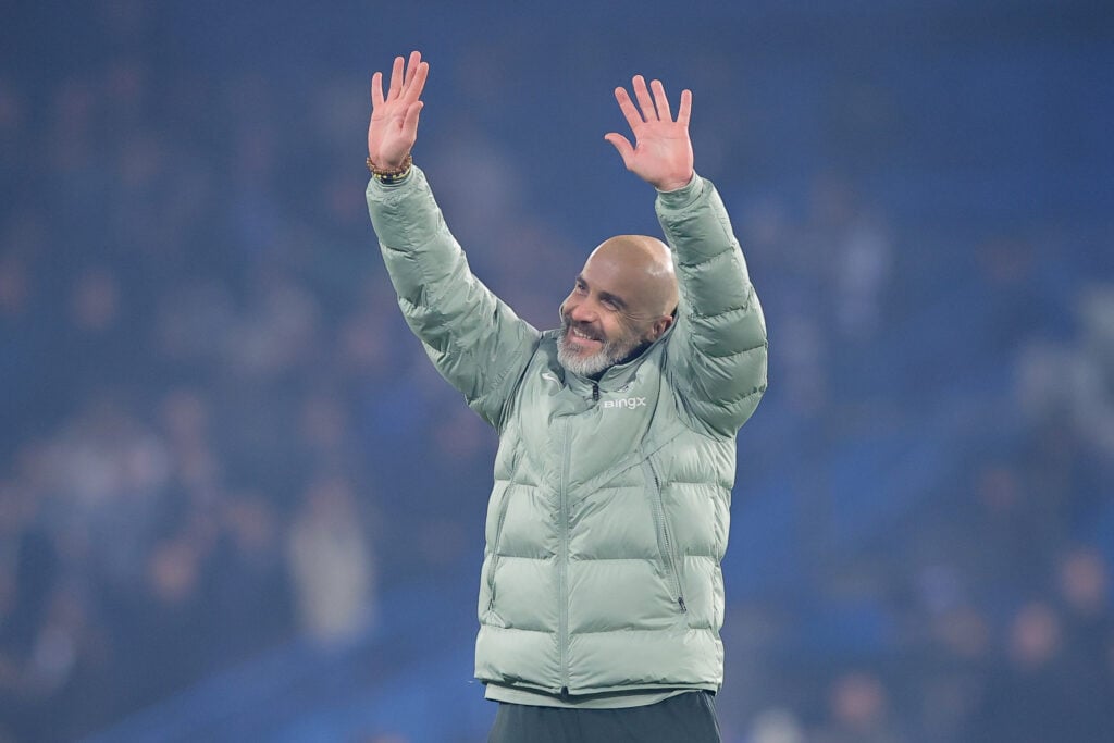 Enzo Maresca celebrates with Chelsea fans