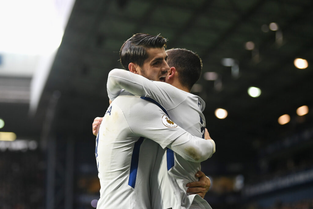 Alvaro Morata and Eden Hazard celebrate during West Bromwich Albion v Chelsea - Premier League
