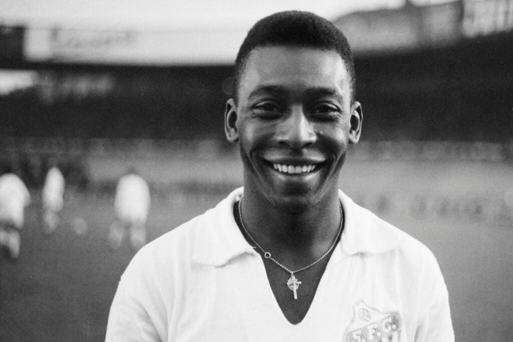Pele playing for Santos in Brazil