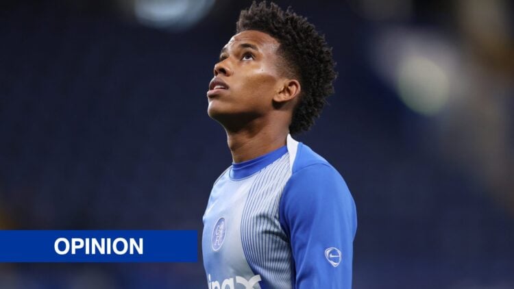 Estevao Willian warms up before Chelsea against Ajax in the Champions League