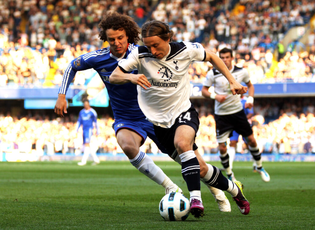 Luka Modric playing for Spurs vs Chelsea
